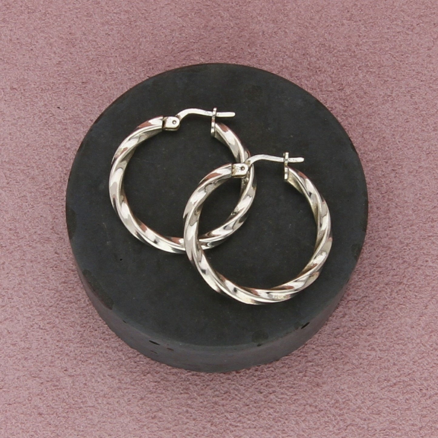 sterling silver vintage 25mm twisted hoop earrings