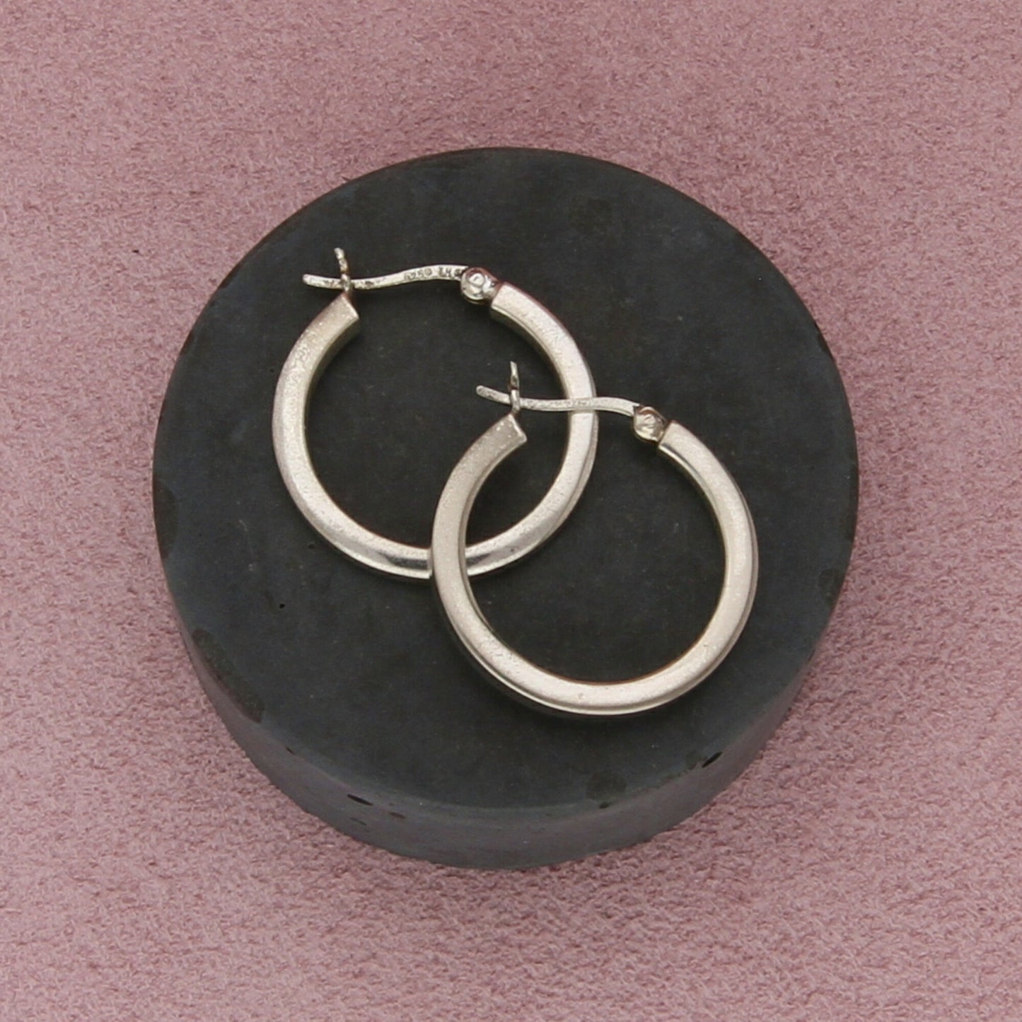 sterling silver vintage 25mm edged hoop earrings