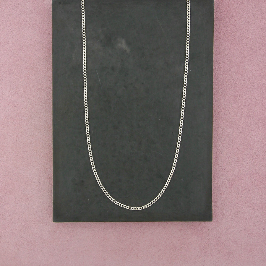 Sterling Silver Men's Italy 2mm Cuban Link Chain Necklace Size 22in