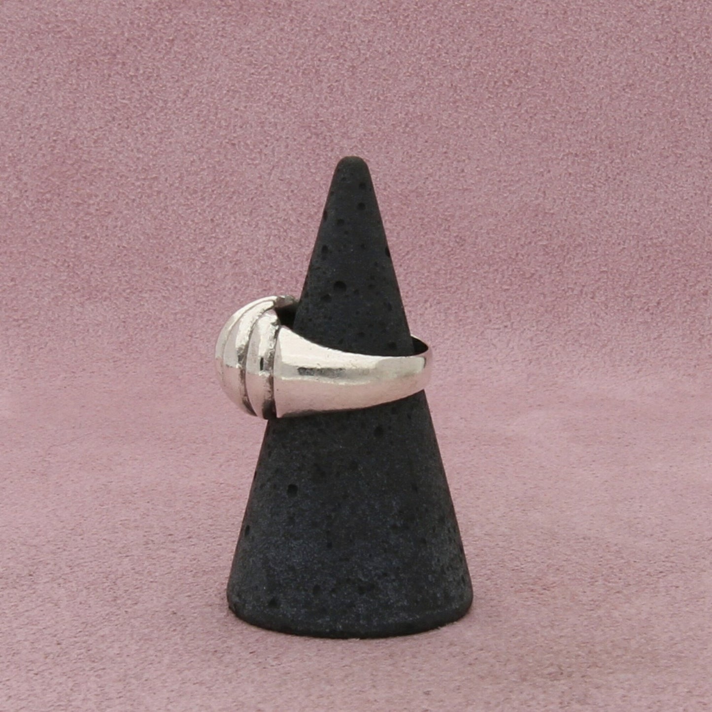 mexico sterling silver vintage chunky scalloped dome ring size 5.5
