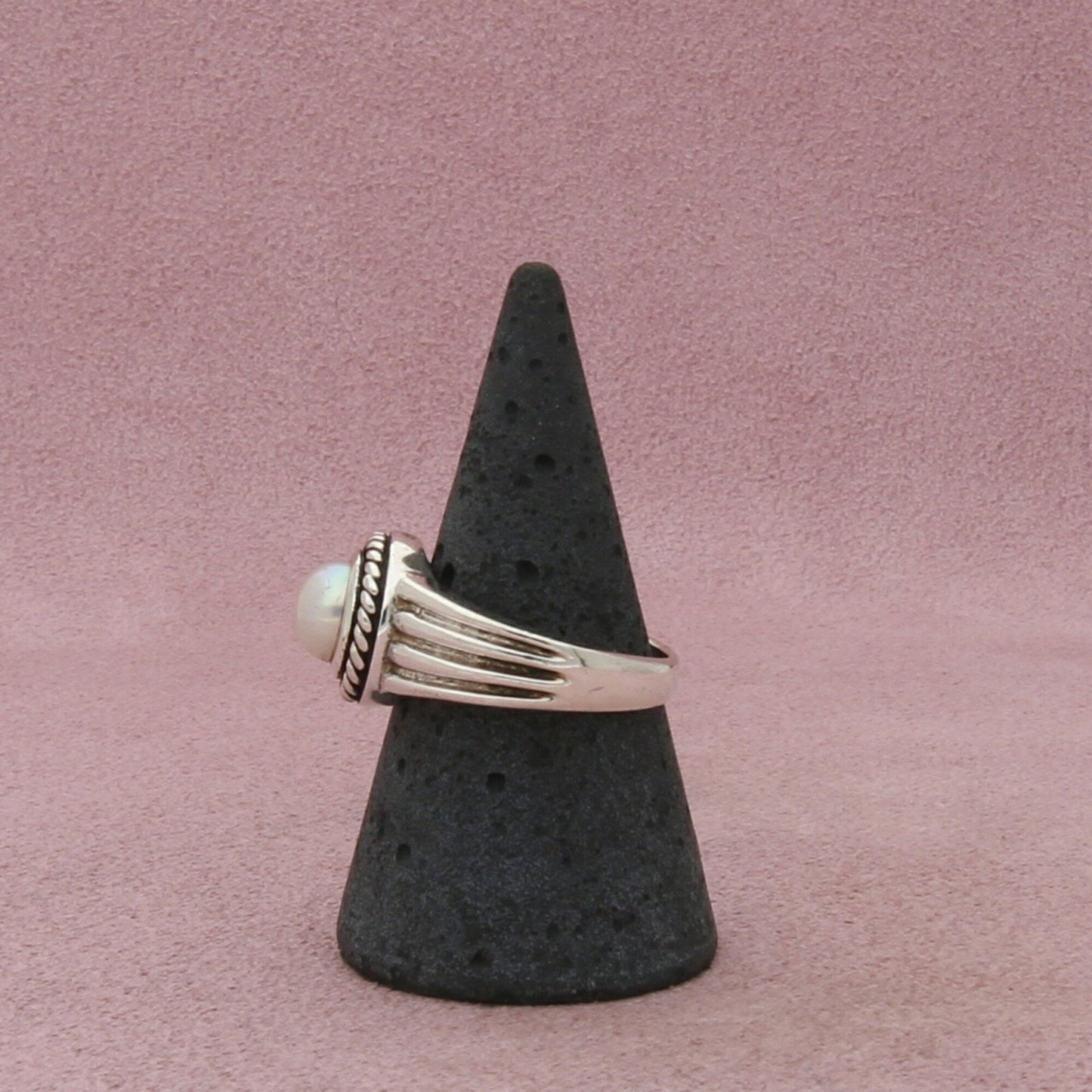 sterling silver braided pearl ring size 8