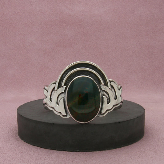 patricia karnes stinson sterling silver vintage agate cuff bracelet size 5.75in