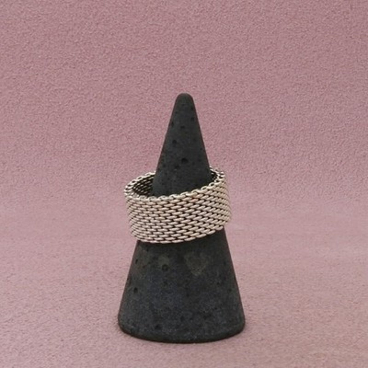 Sterling Silver 10mm Wide Mesh Band Ring Size 7