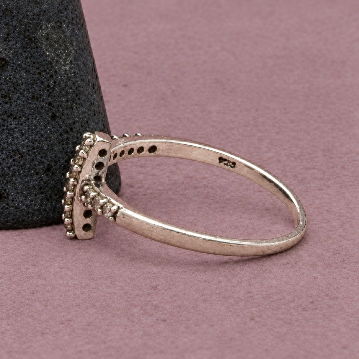 Sterling Silver Cz Cross Stack Sideways Cross Stone-Set Delicate Band Ring 8