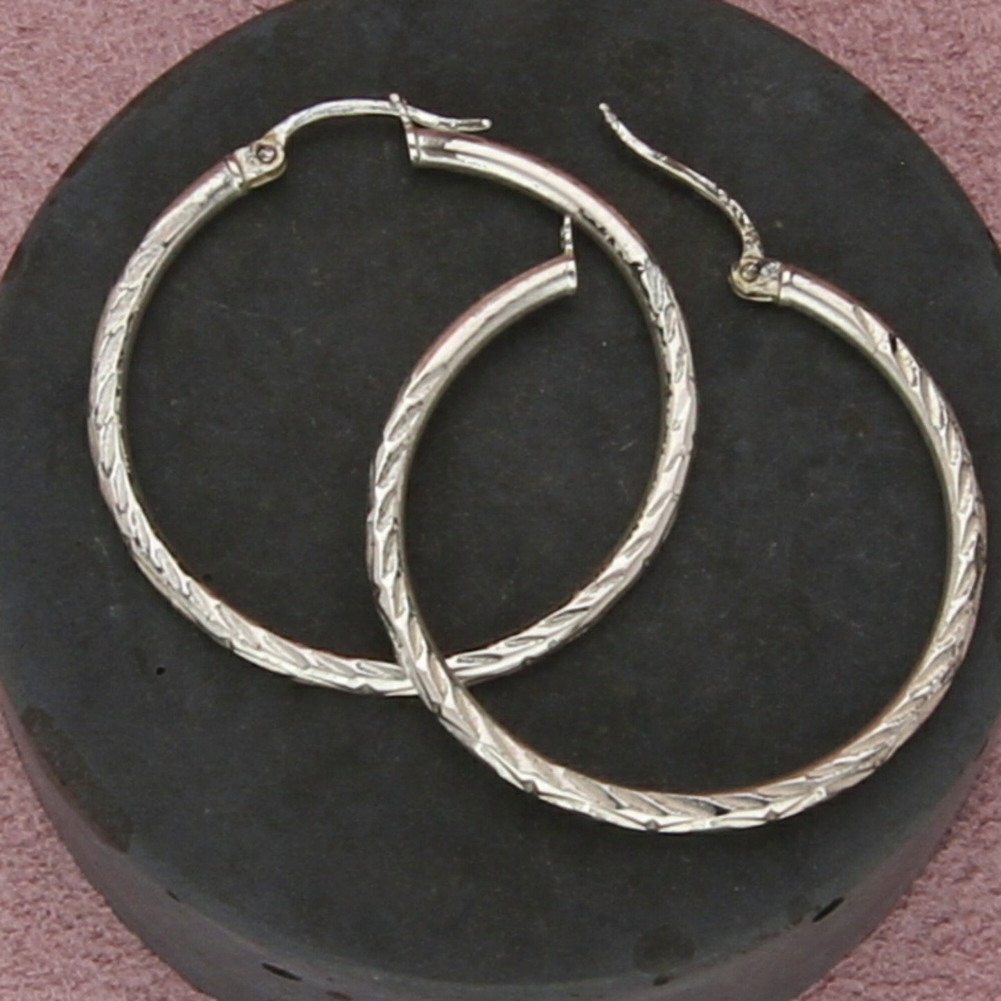 sterling silver vintage 30mm diamond cut hoop earrings