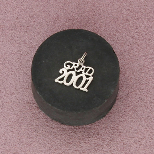 sterling silver class of 2001 grad charm pendant
