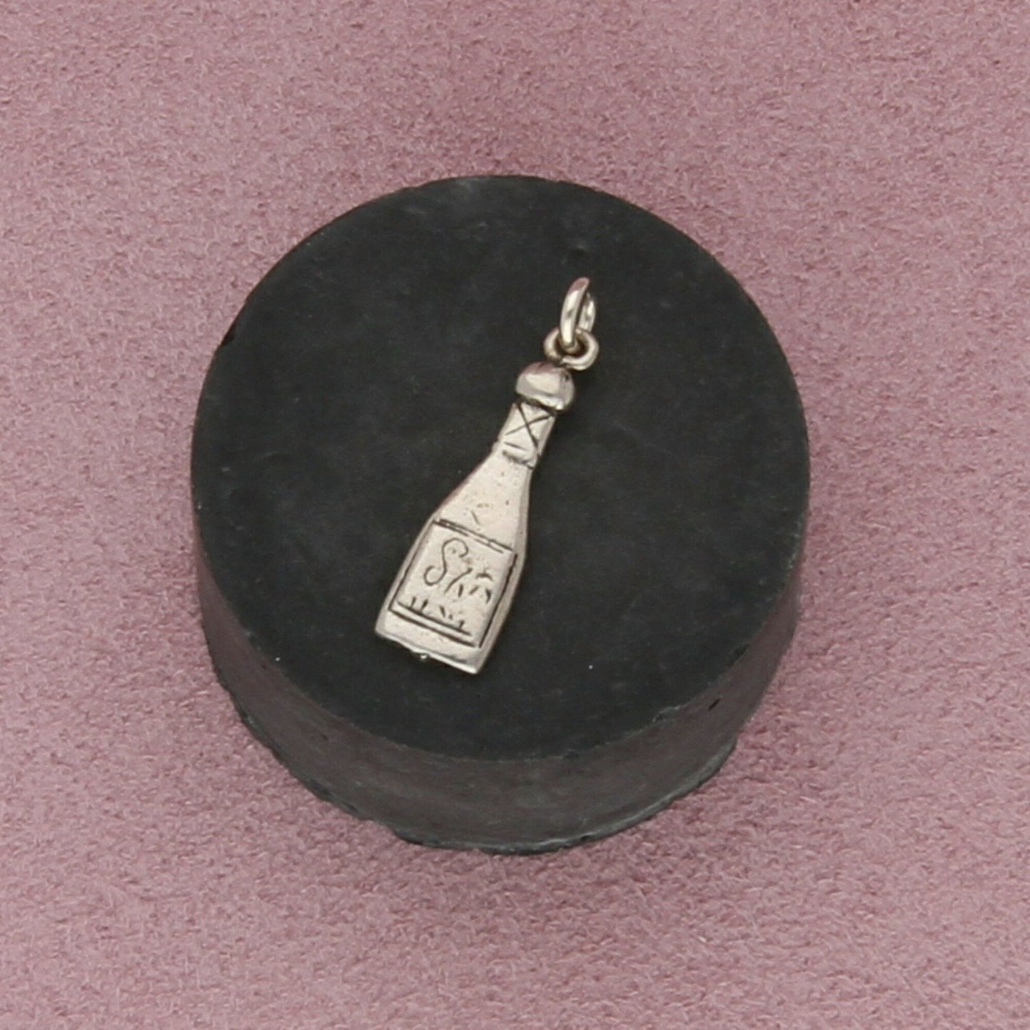 sterling silver vintage bottle of wine charm pendant