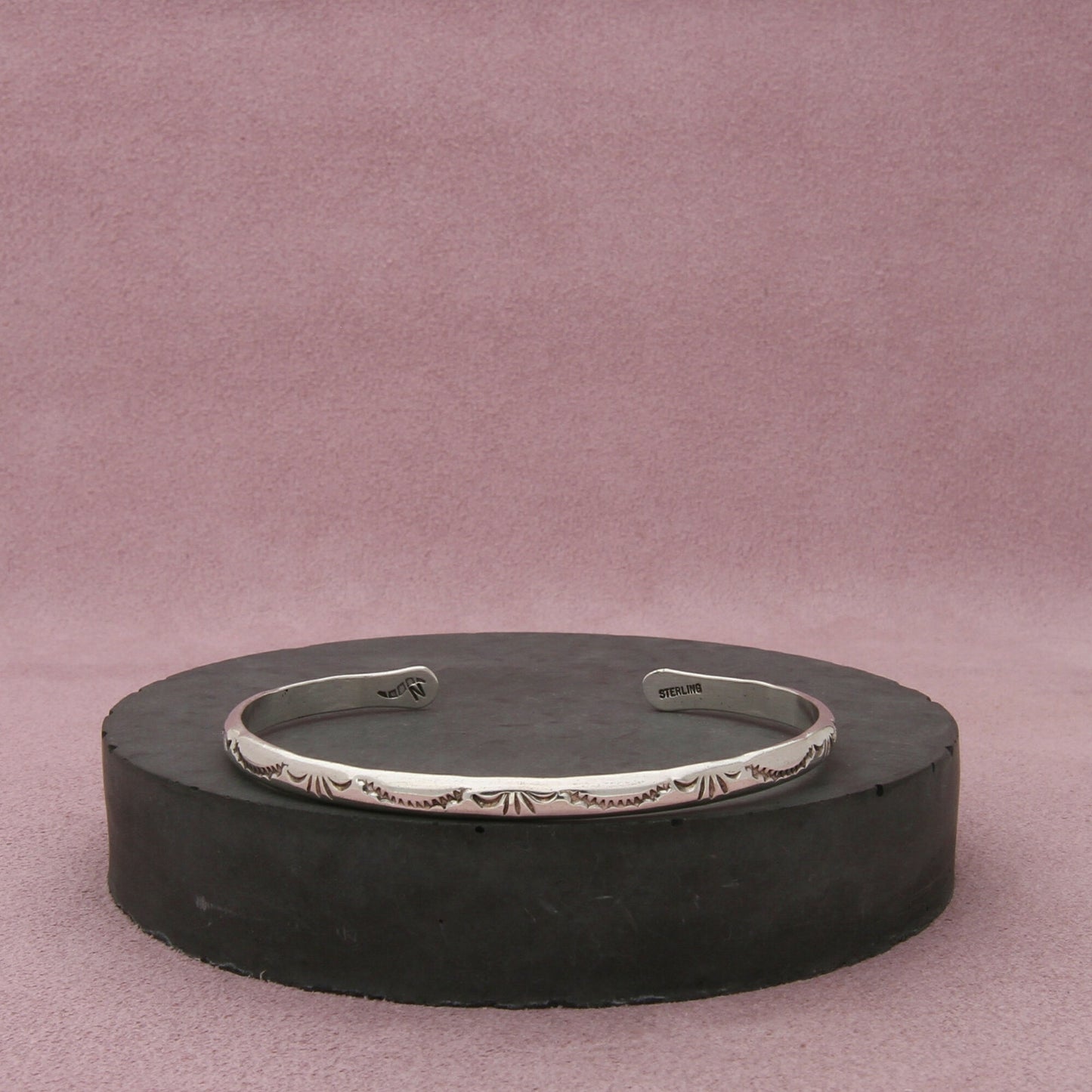 navajo sterling silver vintage stamped cuff bracelet size 6.75in