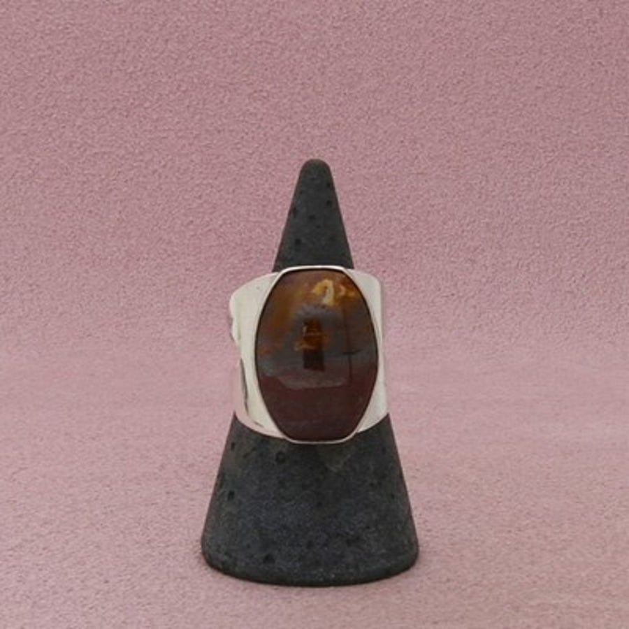 Jay King Sterling Silver Amber Wide Band Bezel Set Ring Size 8