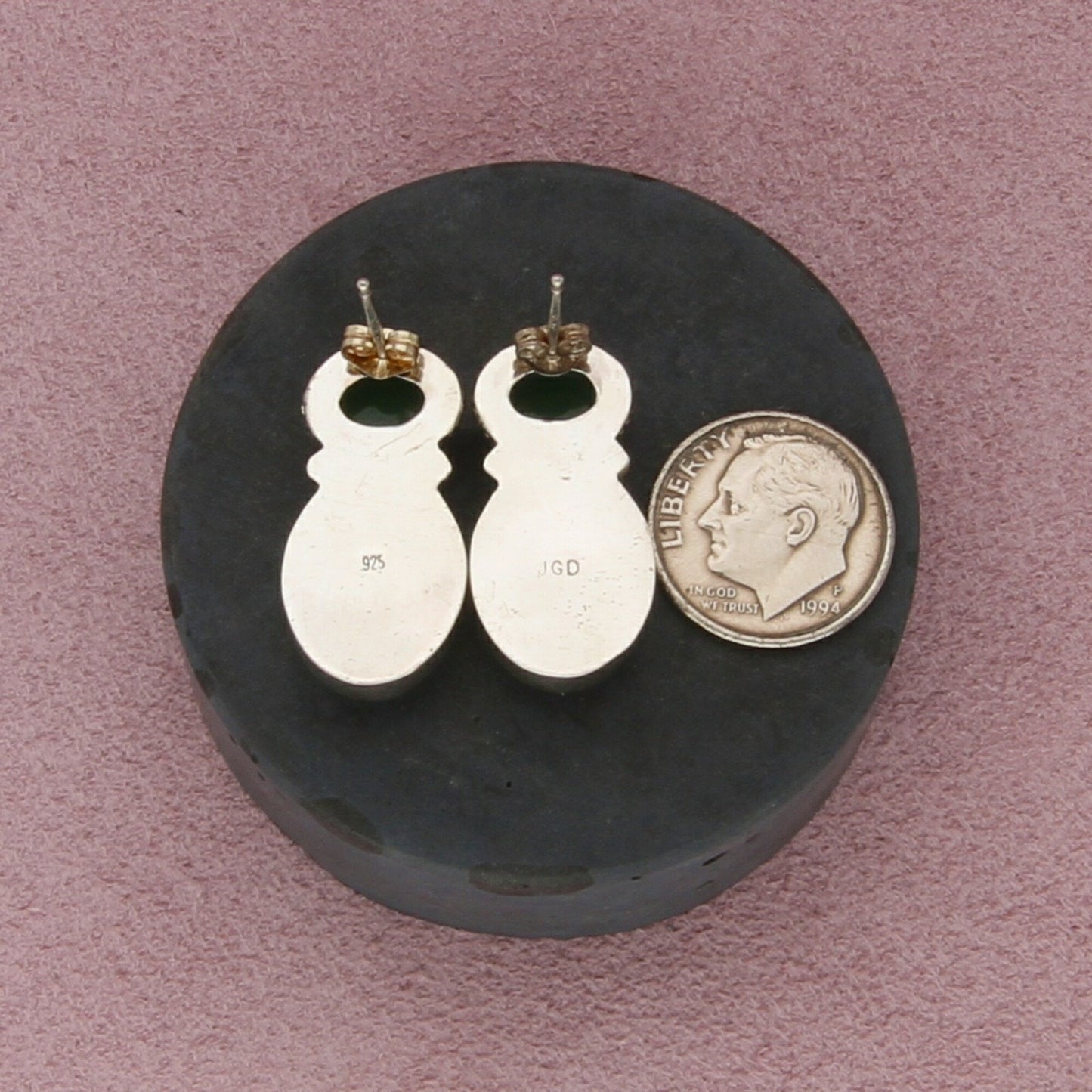 janice giardi sterling silver jade & green jasper post earrings