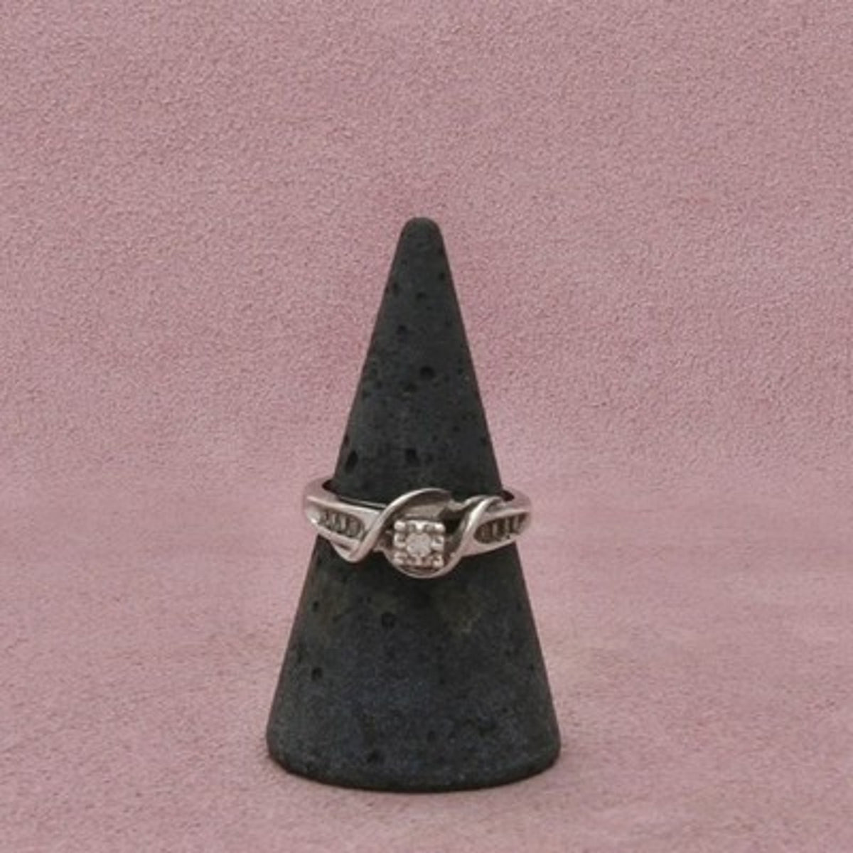 Zales Sterling Silver Diamond Bypass Openwork Ring Size 7