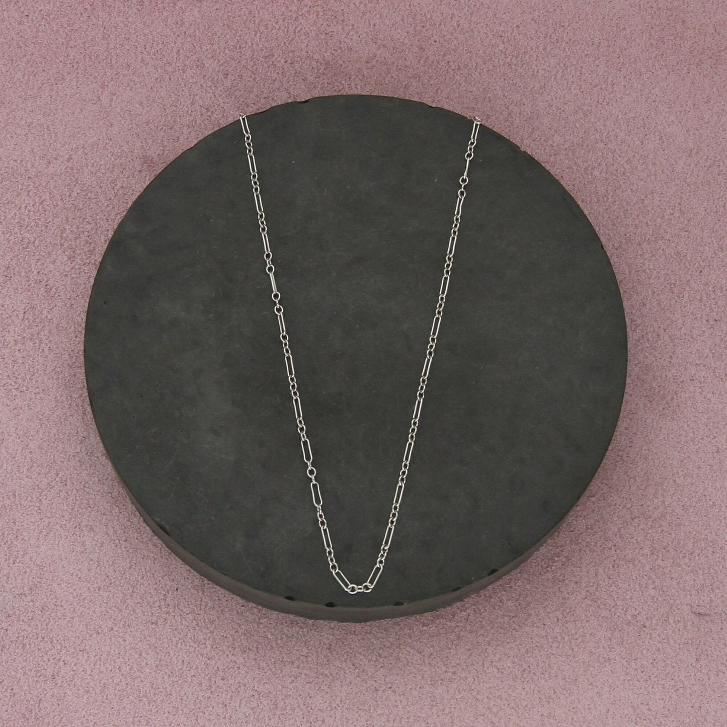 sterling silver art deco style delicate dot & dash chain necklace size 17.75in