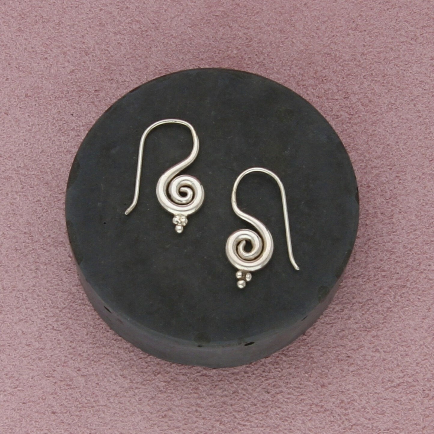 sterling silver beaded swirl earrings