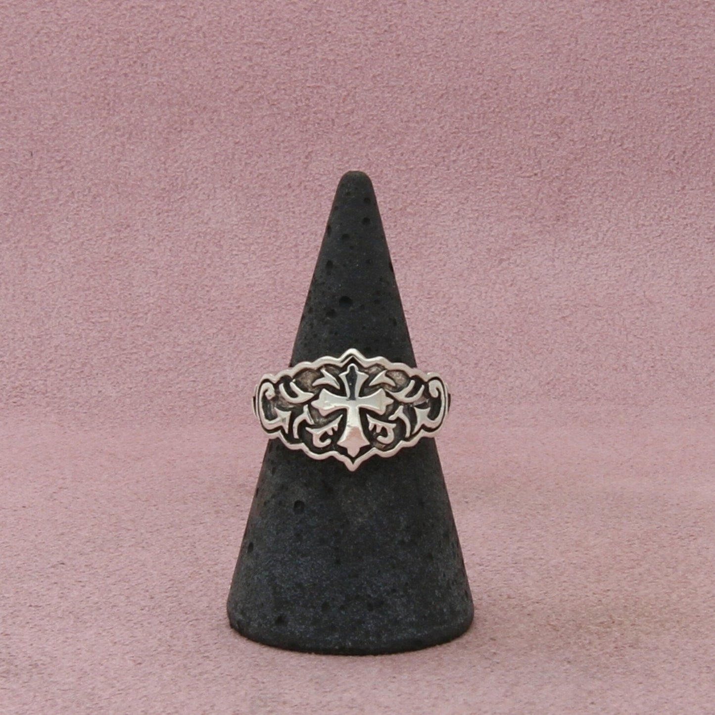 sterling silver scroll cross ring size 6.75