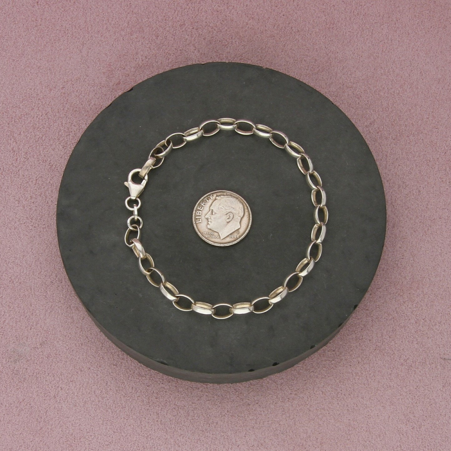sterling silver 5mm rolo chain bracelet size 7in