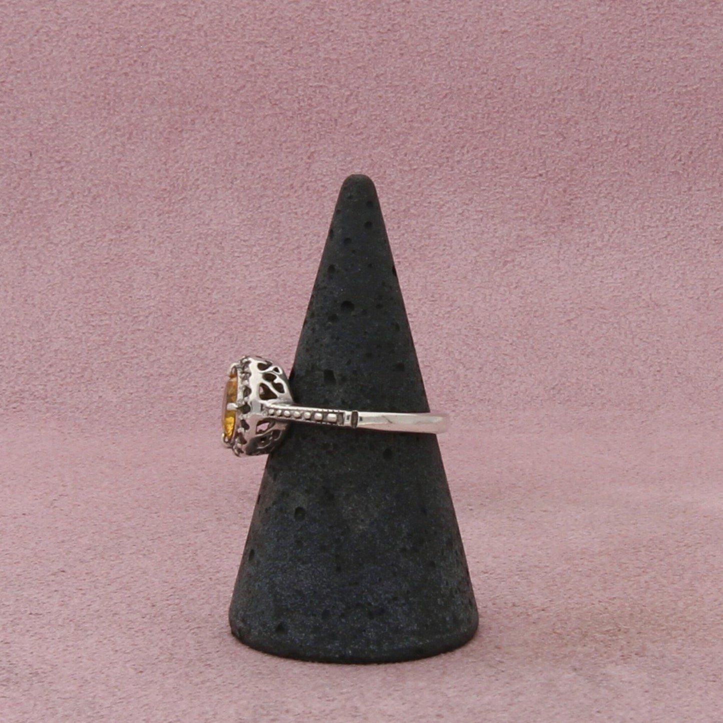 sterling silver yellow sapphire & cz halo ring size 7