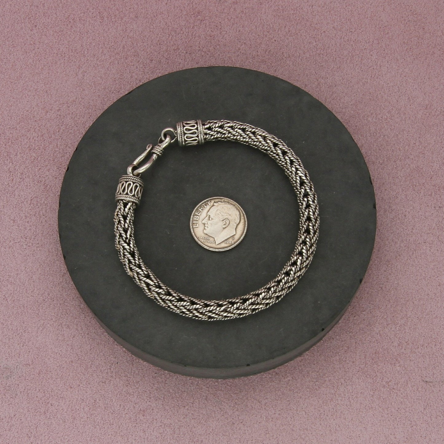 sterling silver vintage bali 6mm twisted wheat chain bracelet size 6.5in