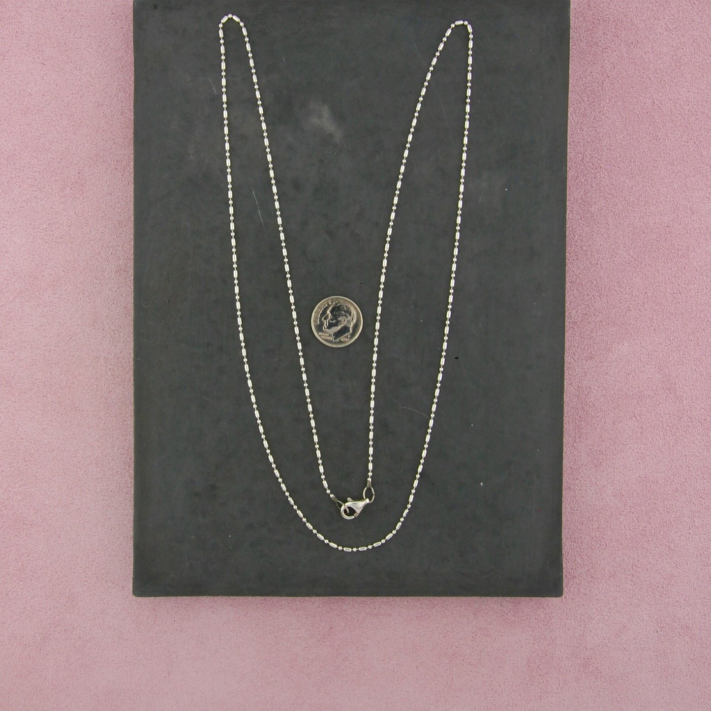 sterling silver 2mm beaded bar link chain necklace size 30in