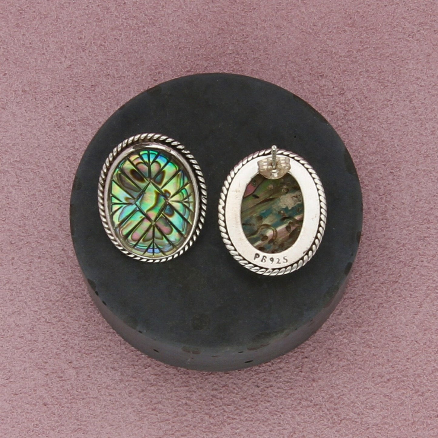 peyote bird sterling silver carved abalone post earrings