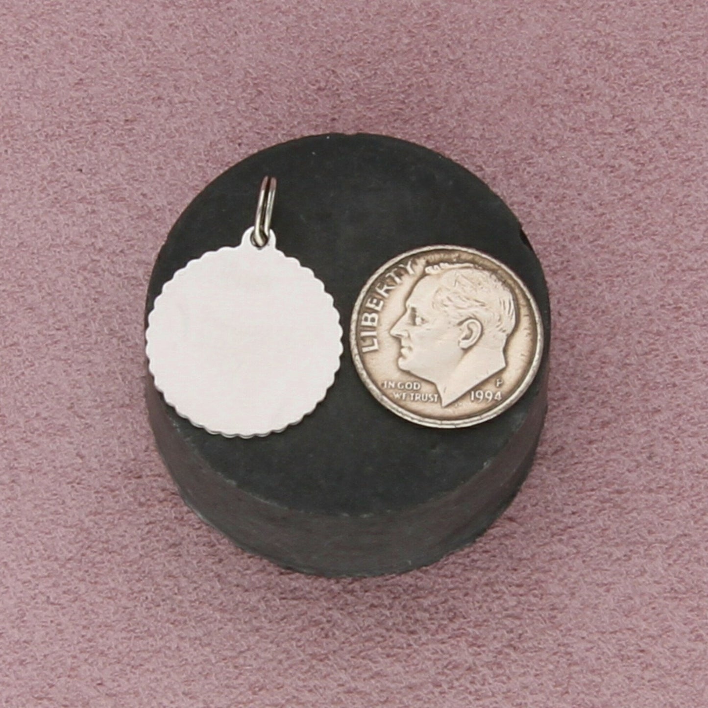 sterling silver vintage sweet 16 disc charm pendant