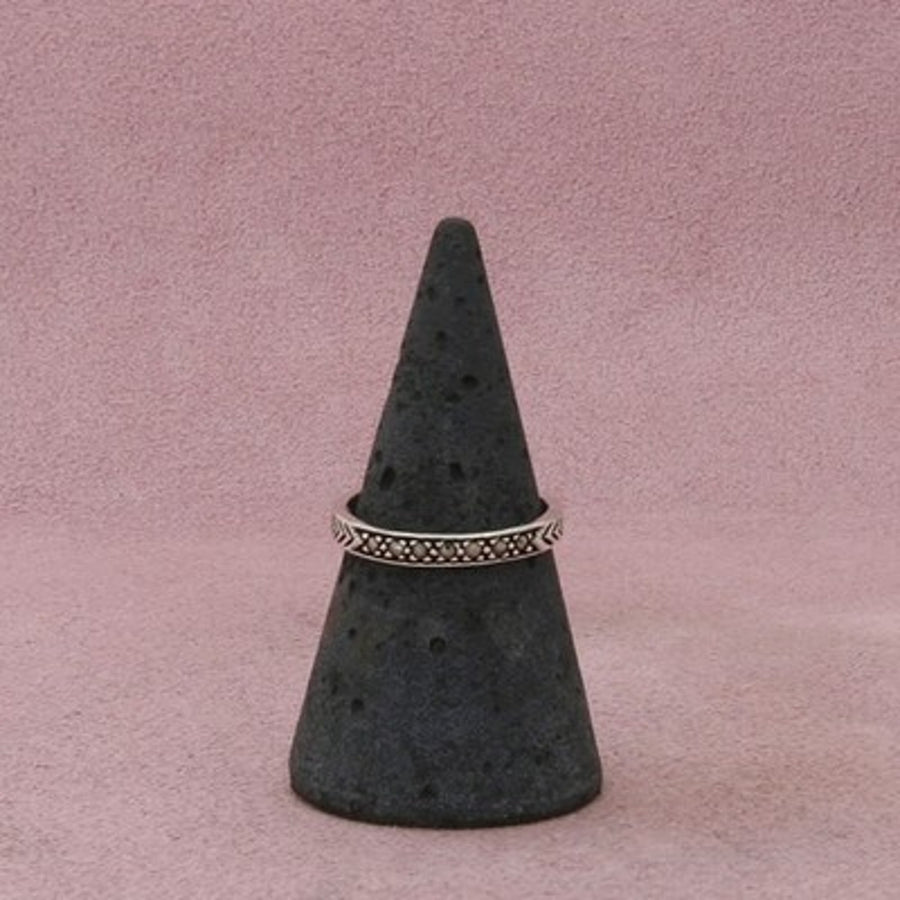 Sterling Silver Marcasite Studded Band Ring Size 6.5