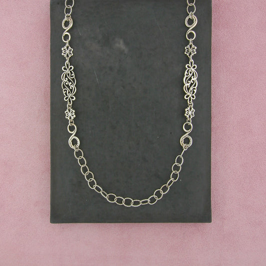 carolyn pollack sterling silver floral scroll layering chain necklace size 24in