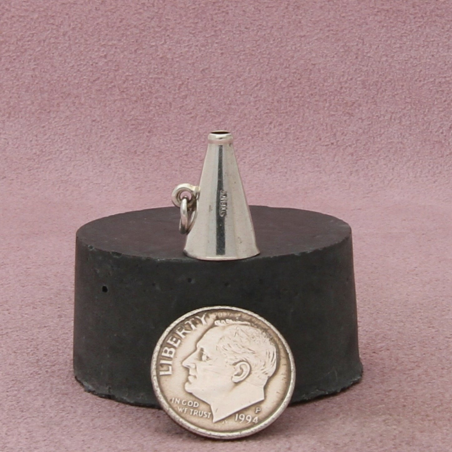 sterling silver vintage 3d megaphone charm pendant