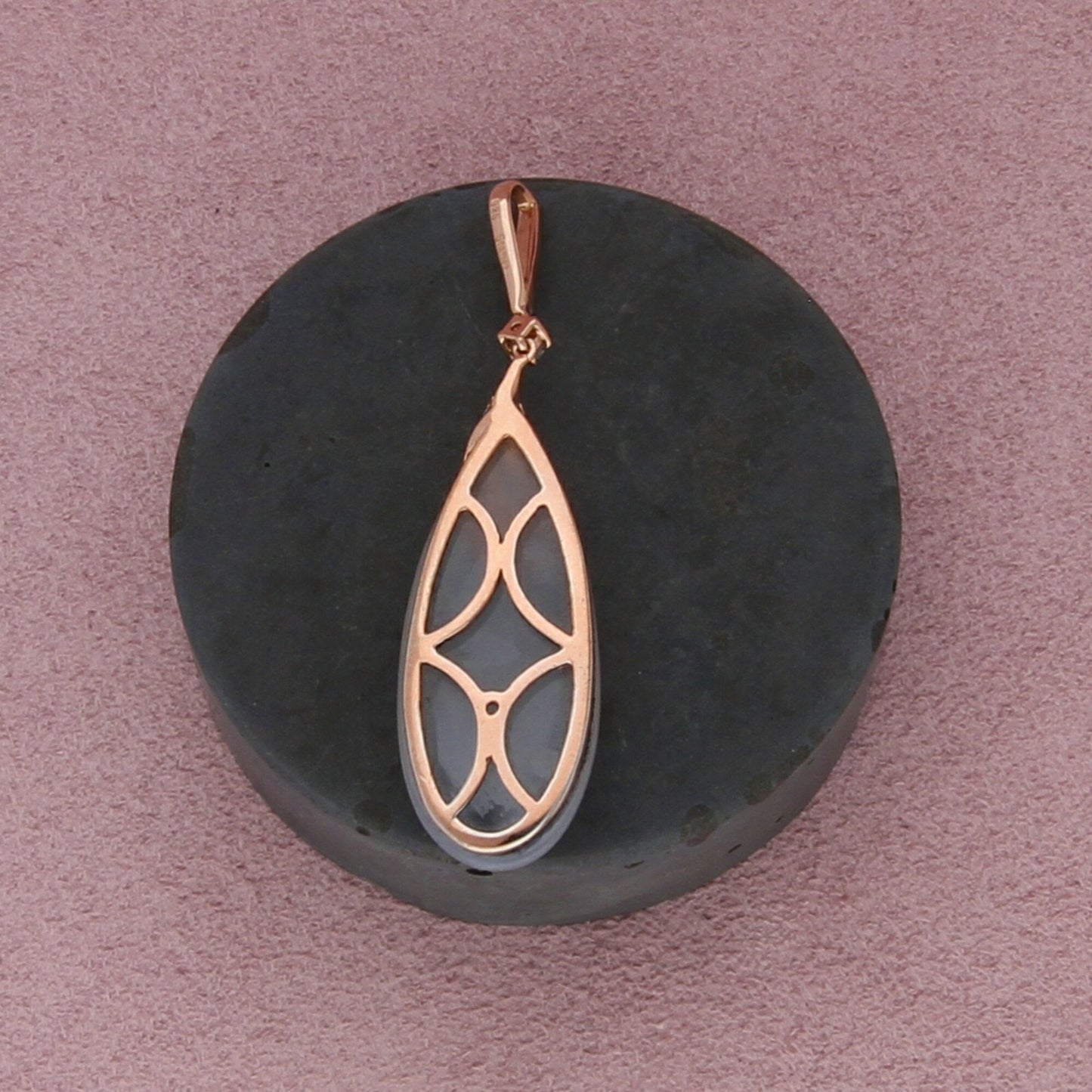 stauer sterling silver rose gold plate cz & quartz pendant