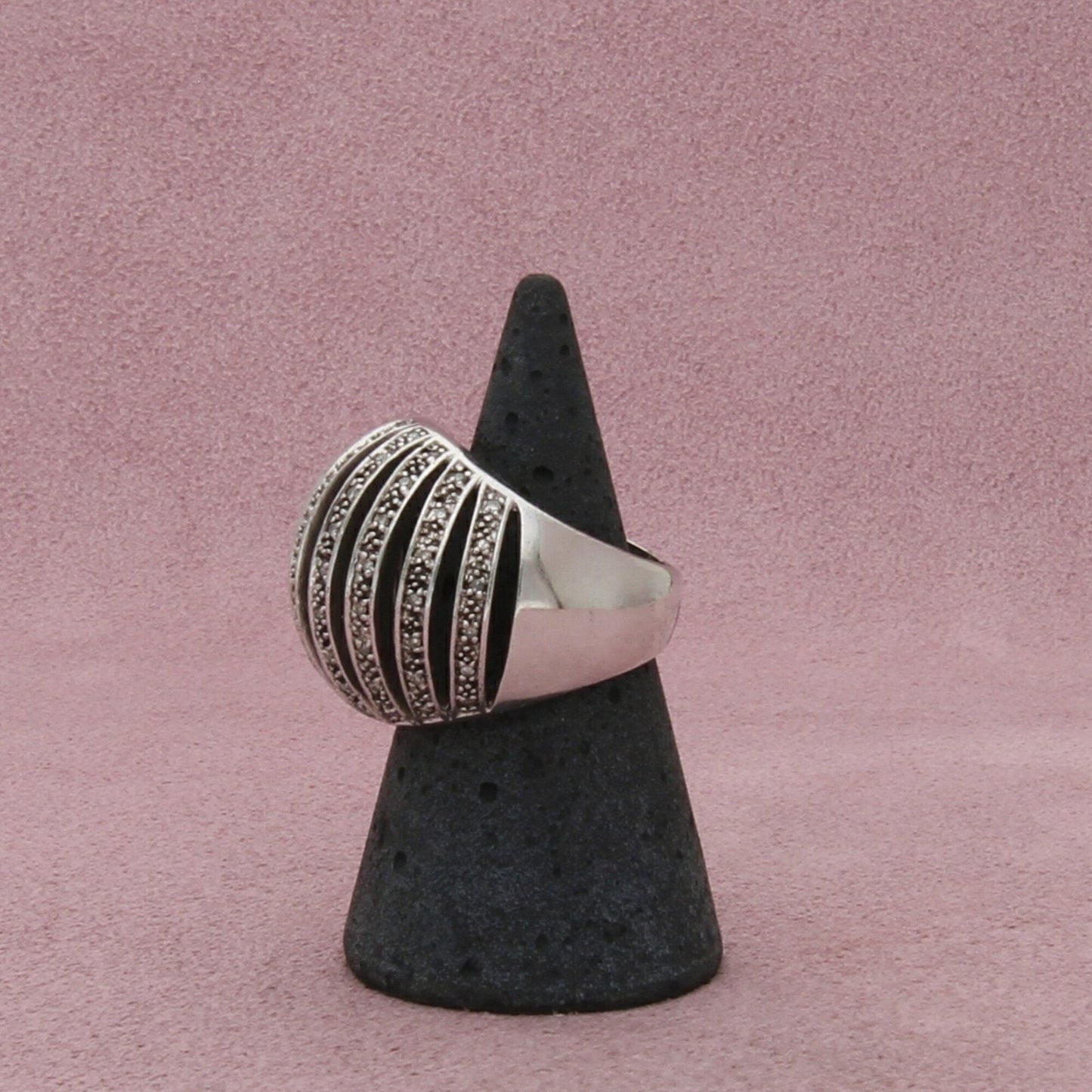 sterling silver diamond accent dome ring size 6.5