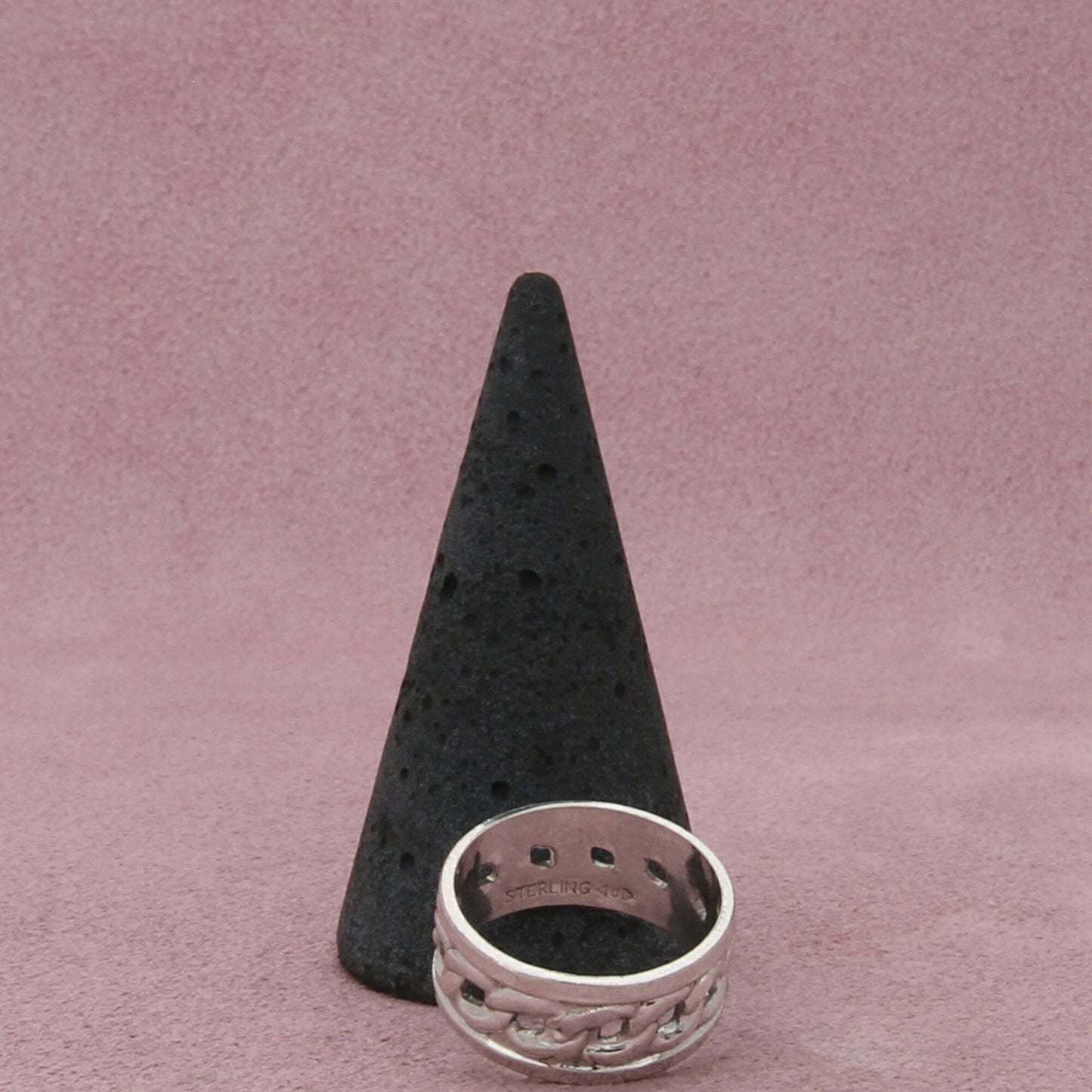 sterling silver vintage curb chain band ring size 6.5