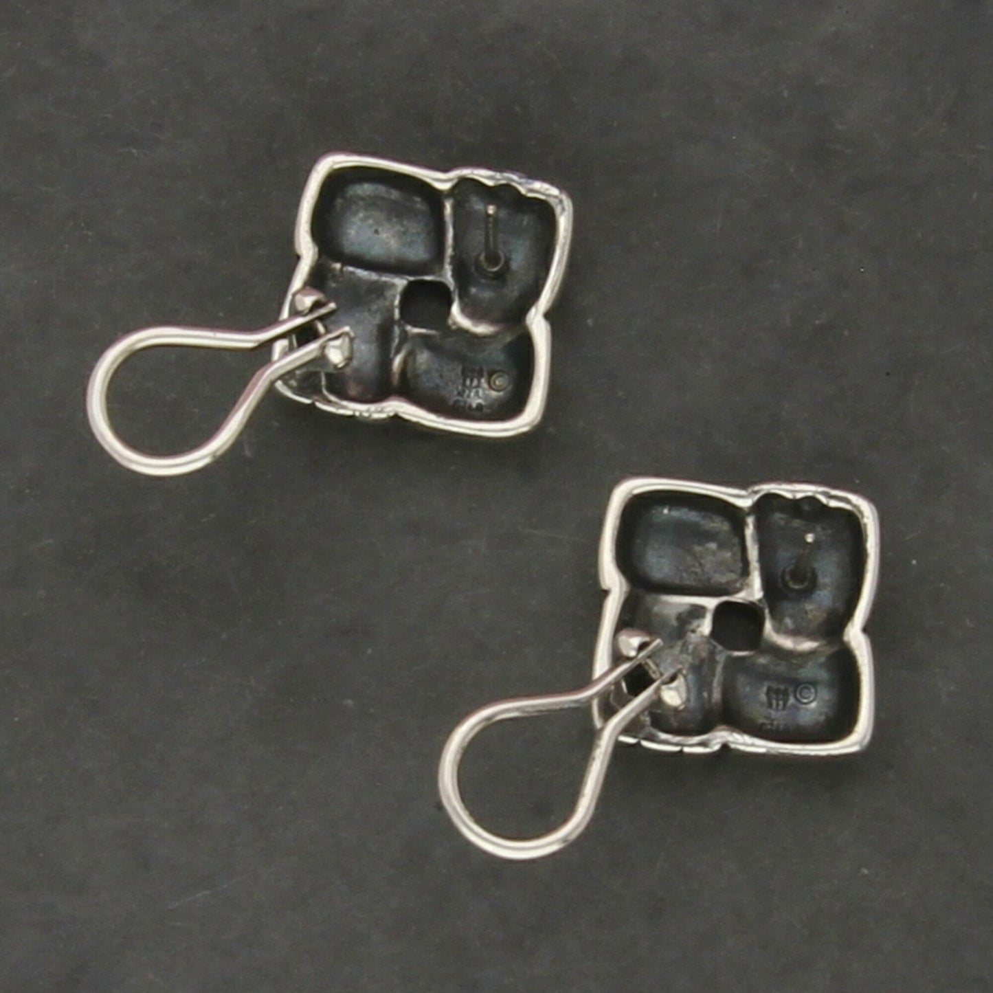 james avery sterling silver retired woven square omega-back earrings