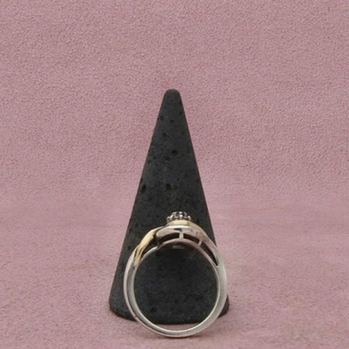 Zales Sterling Silver & 14K Gold Diamond Cluster Bypass Ring Size 7