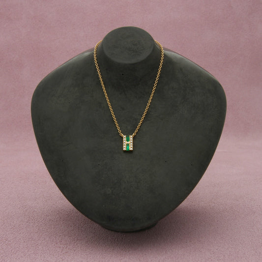 bony levy 18k yellow gold el mar emerald 0.13 ct diamond necklace size 16-18in