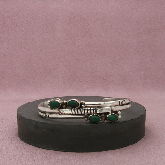 navajo sterling silver vintage b roberts malachite cuff bracelet size 6.5in