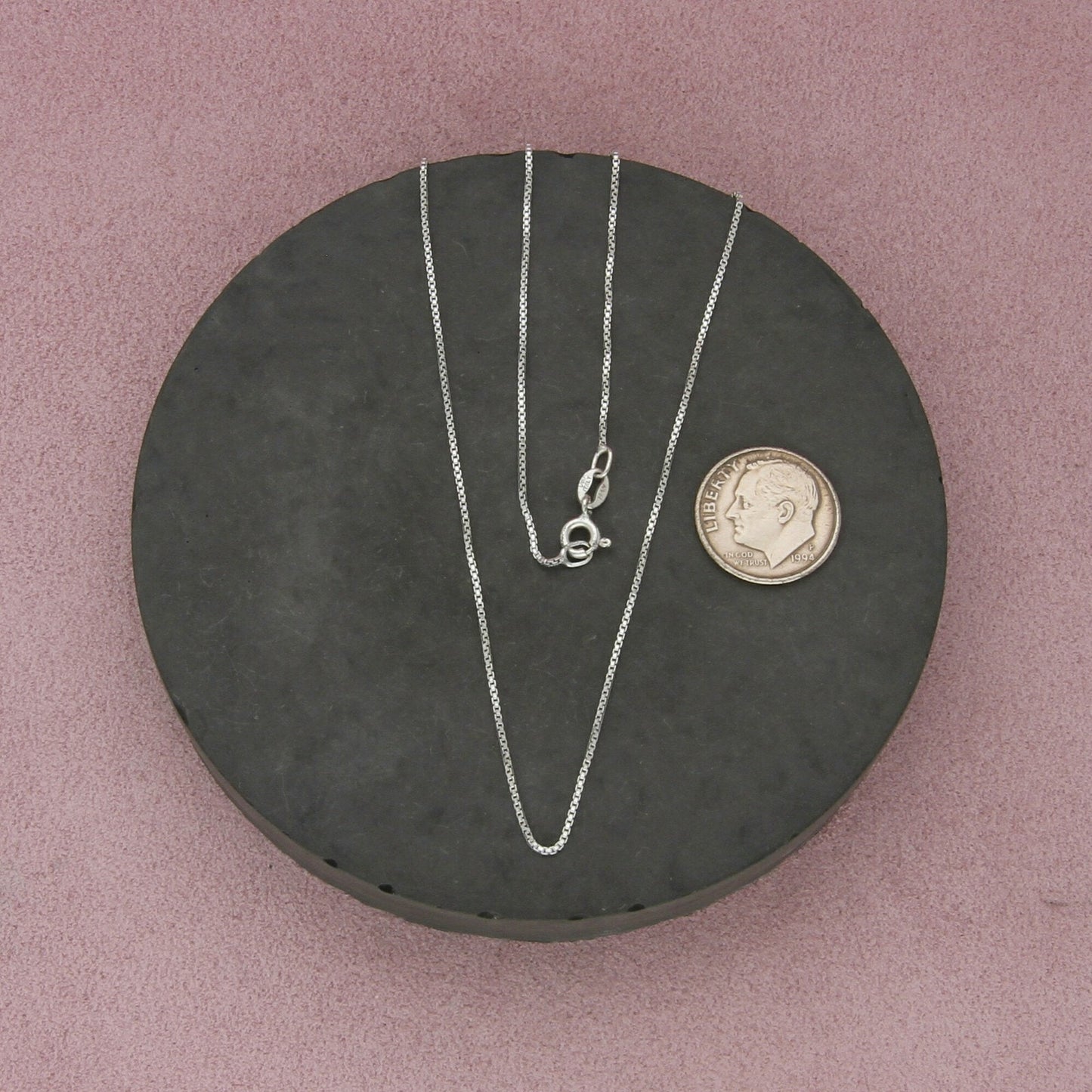 sterling silver italy 1mm box chain necklace size 18.25in