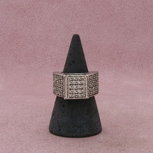 sterling silver vintage pave cz signet ring size 7.75