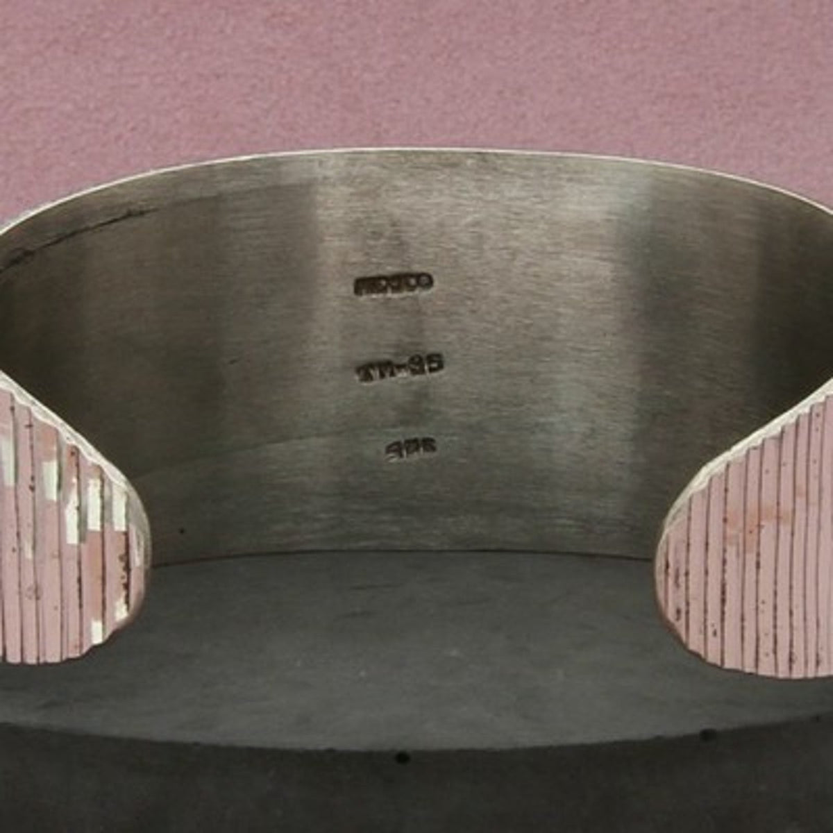Taxco Mexico Sterling Silver Vintage Wide Ribbed Cuff Bracelet Size 6.5in