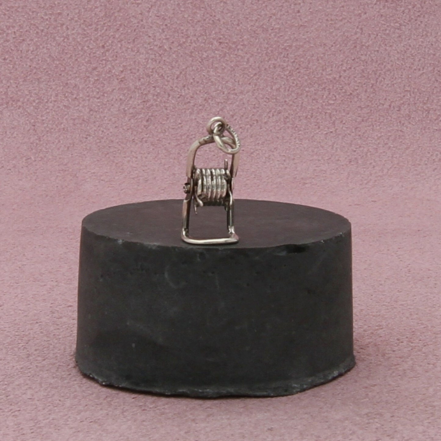 sterling silver vintage lawn hose reel mechanical charm pendant
