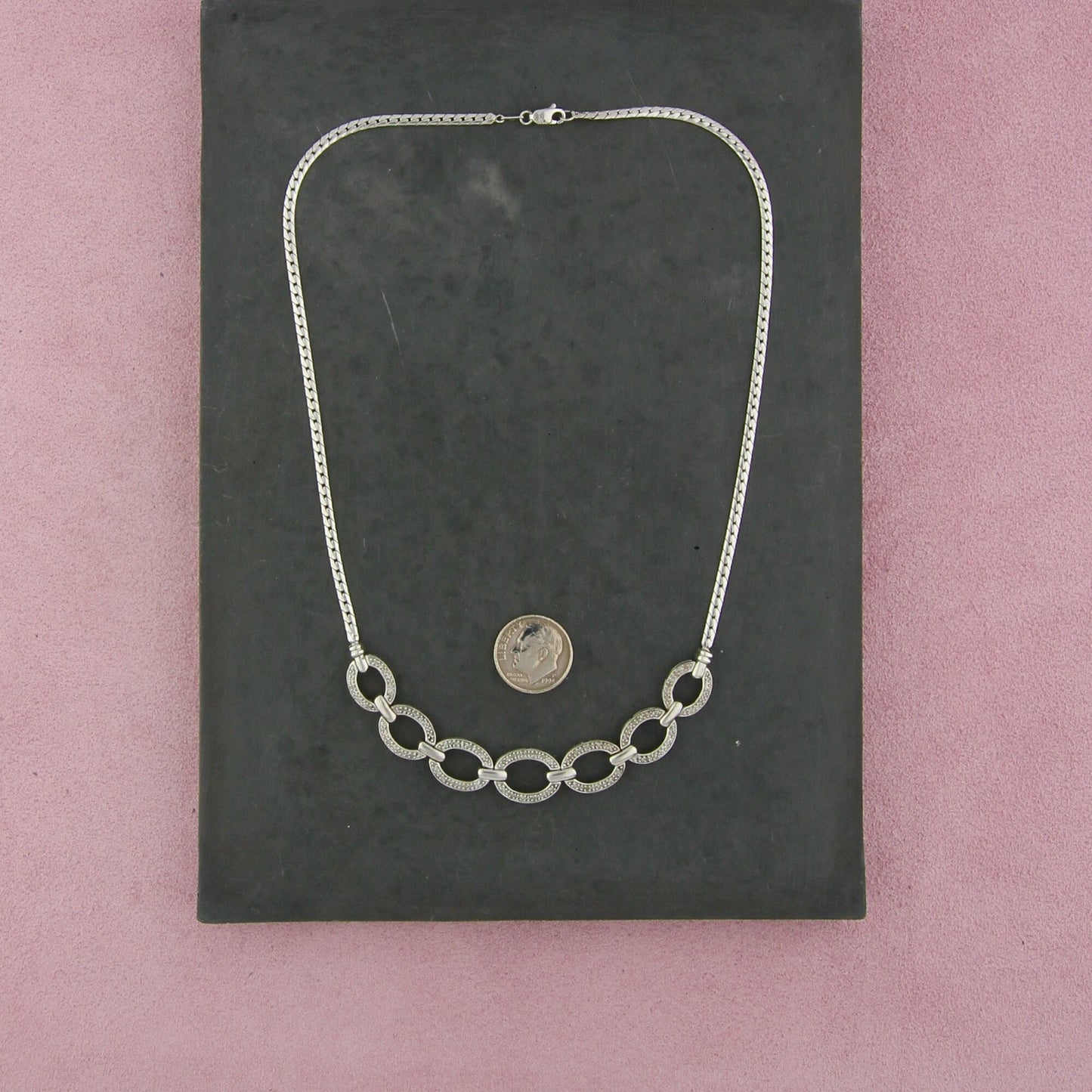 zales sterling silver diamond accent oval link necklace size 17in