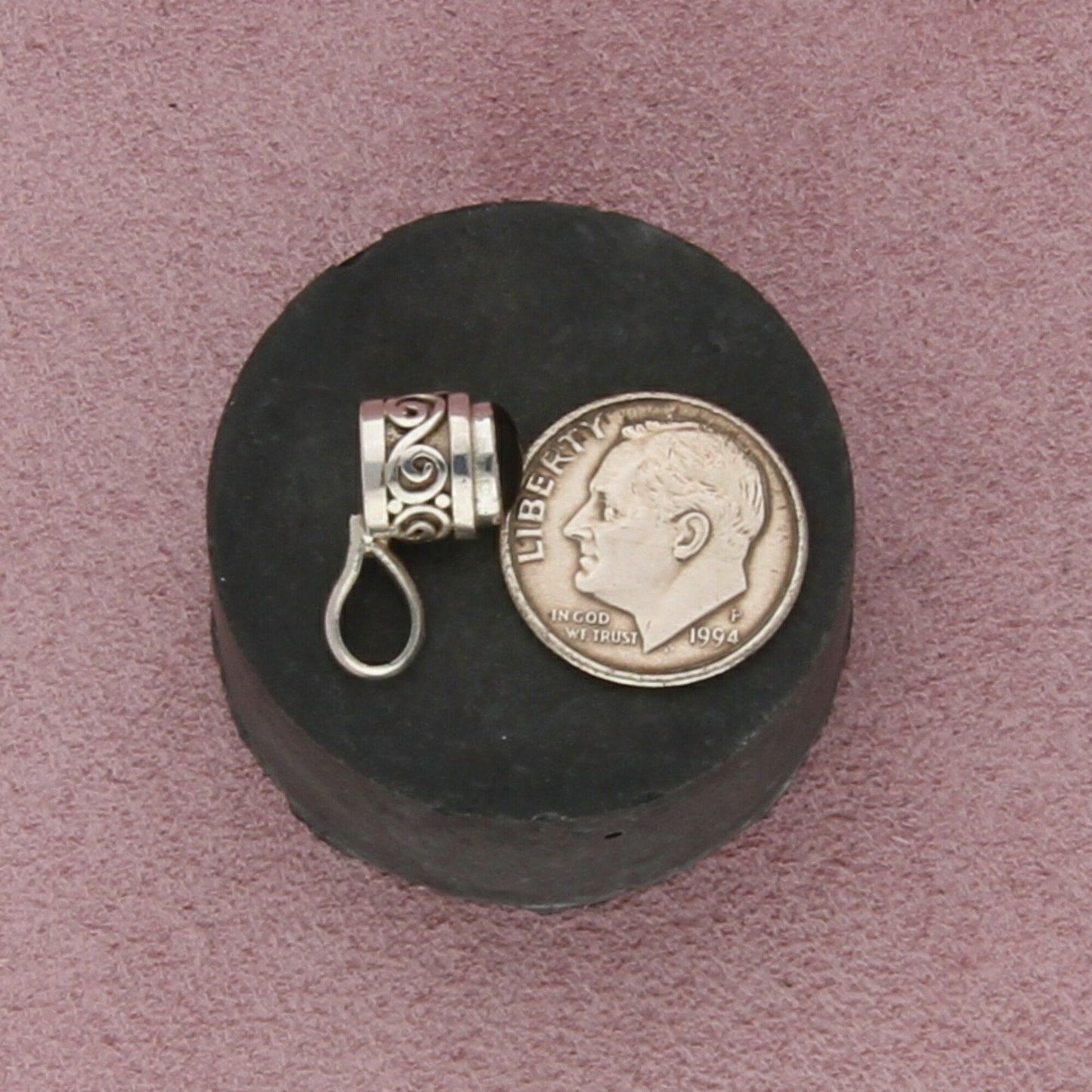 sterling silver dainty onyx scroll pendant