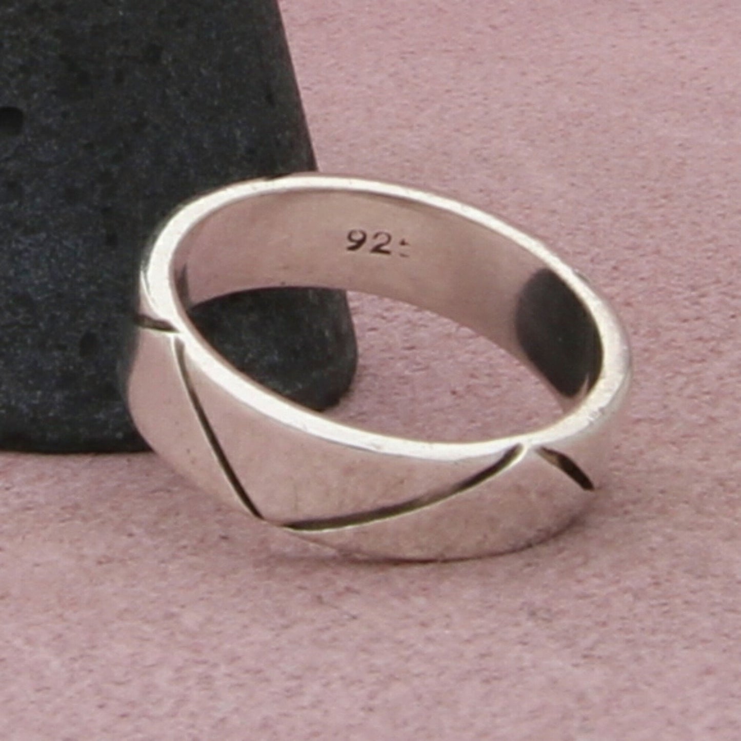 mexico sterling silver 6mm zig zag pattern band ring size 9