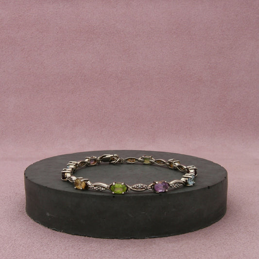 sterling silver amethyst topaz garnet citrine peridot bracelet size 7in