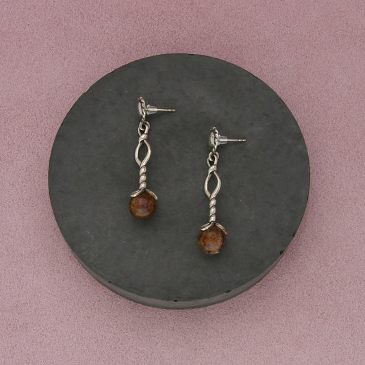 carolyn pollack sterling silver brown jasper twisted dangle post earrings