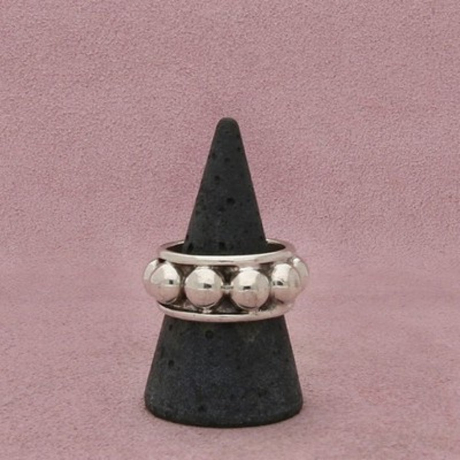 Sterling Silver Vintage Men's Beaded Raised Dome Band Ring Size 9.75