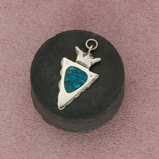 navajo sterling silver vintage crushed turquoise arrow head pendant