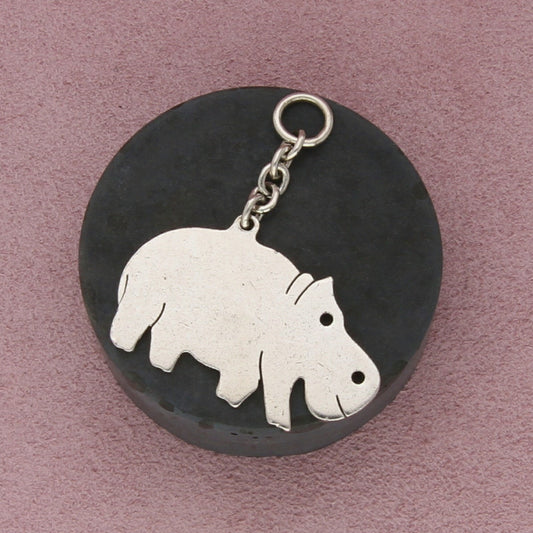 sterling silver vintage hippo hippopotamus pendant