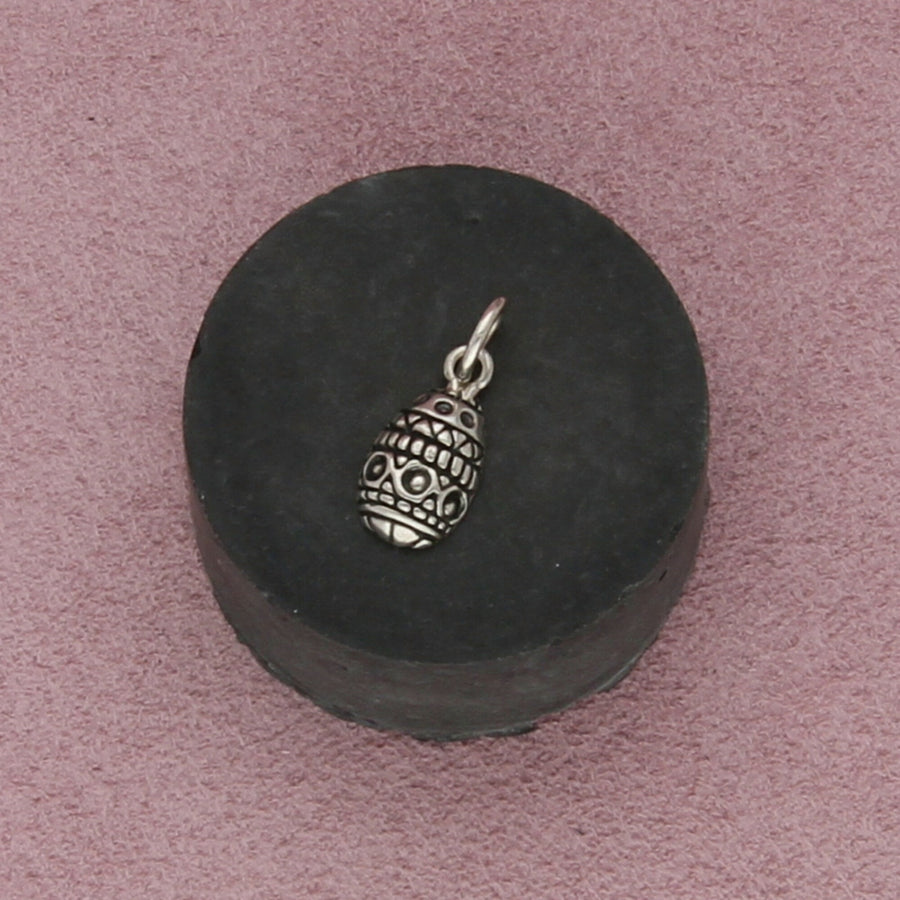 sterling silver scroll easter egg charm pendant