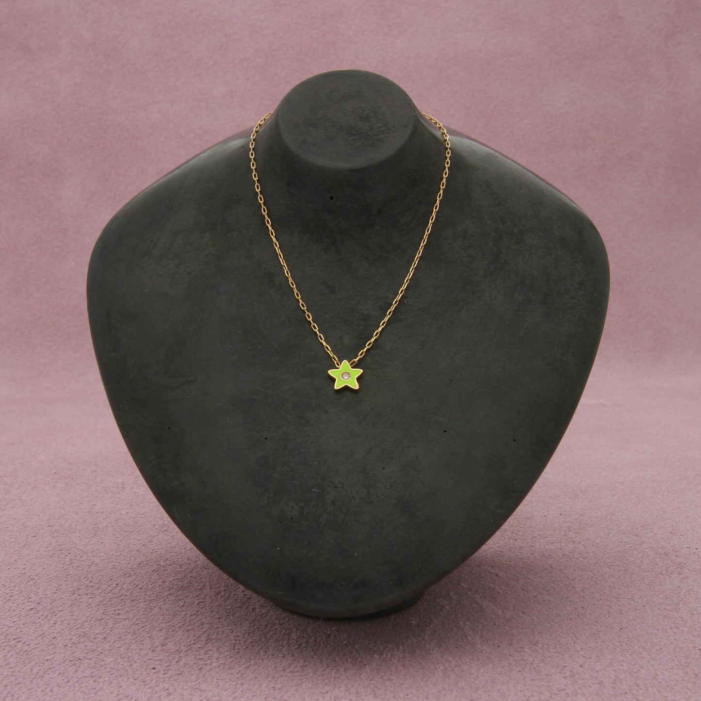 bony levy 18k yellow gold icon diamond green enamel star necklace size 18in