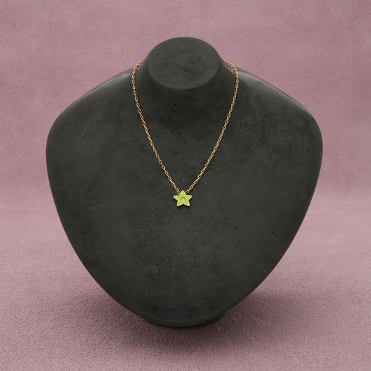 bony levy 18k yellow gold icon diamond green enamel star necklace size 18in
