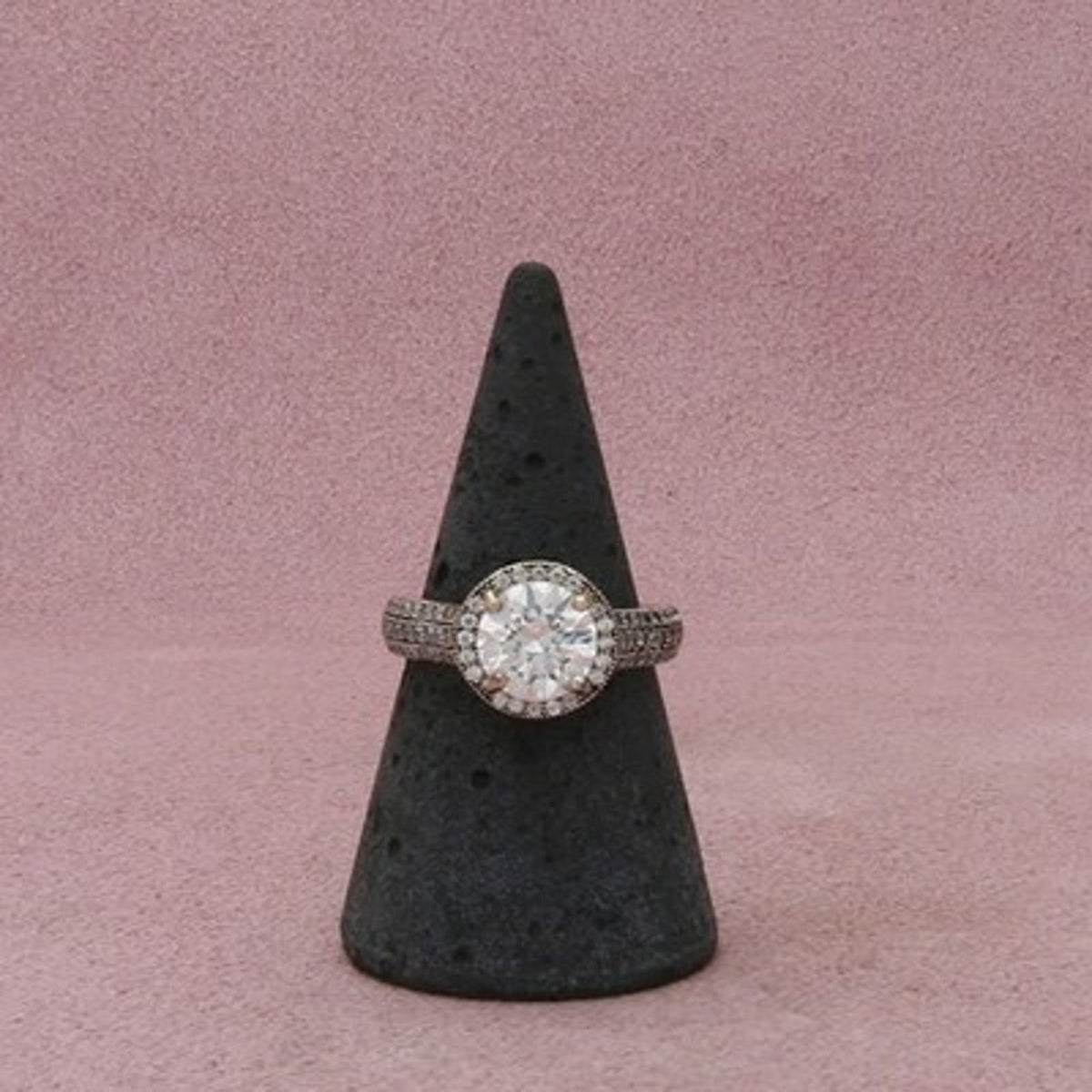 Sterling Silver Round-Cut Cz Halo Ring Size 7
